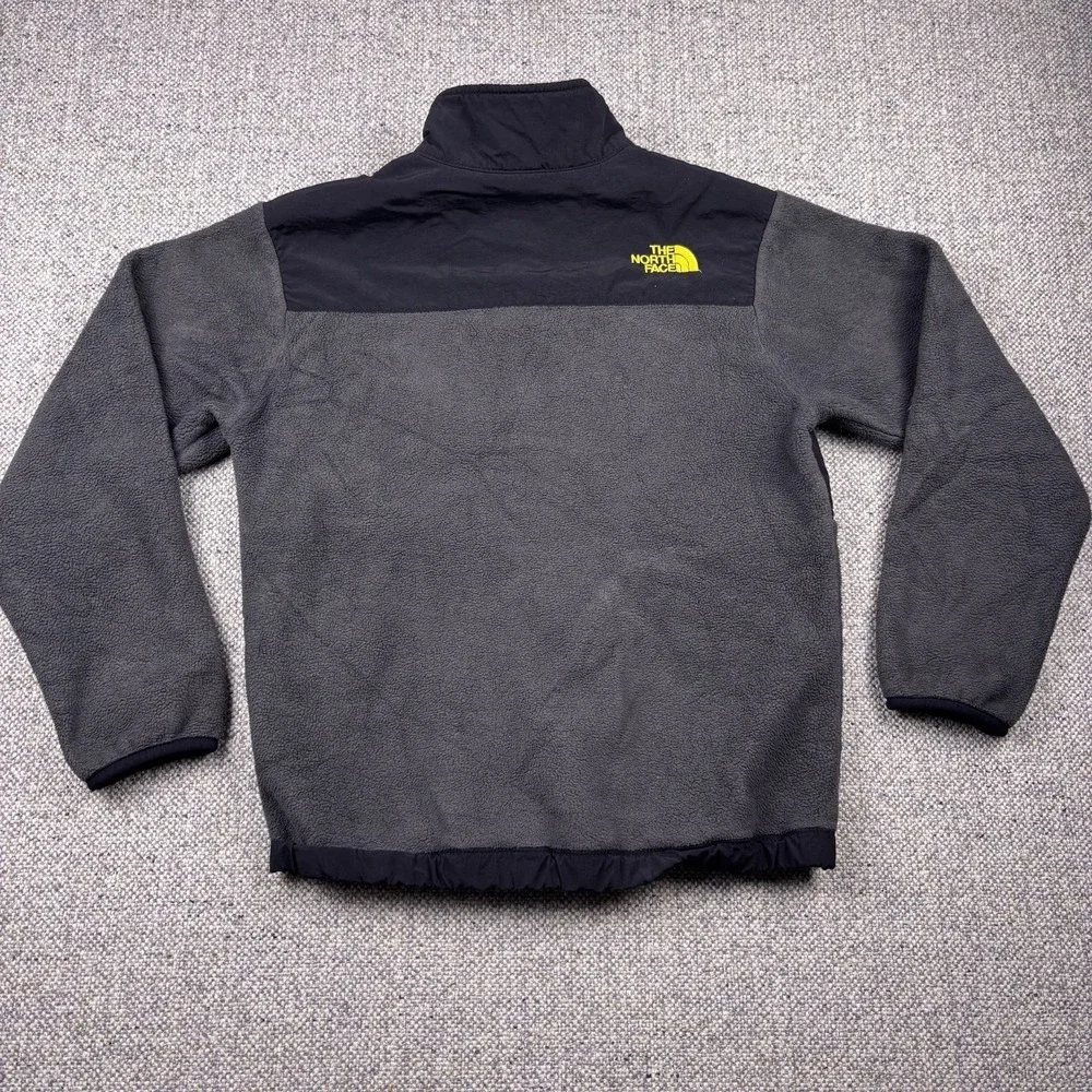 Unisex Kids North Face Fleece Jacket Polartec Gray Black Yellow Fits Like 10/12